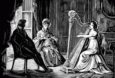 Mary Crawford strega Edmund con la musica della sua meravigliosa arpa.